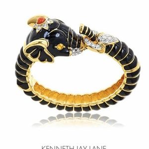 Kenneth Jay Lane KJL 22kt Gold-Plated Black Enamel